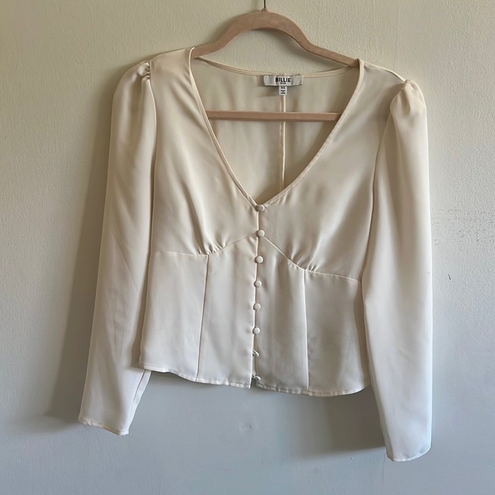 Billie The Label Sheer White Crop Blouse